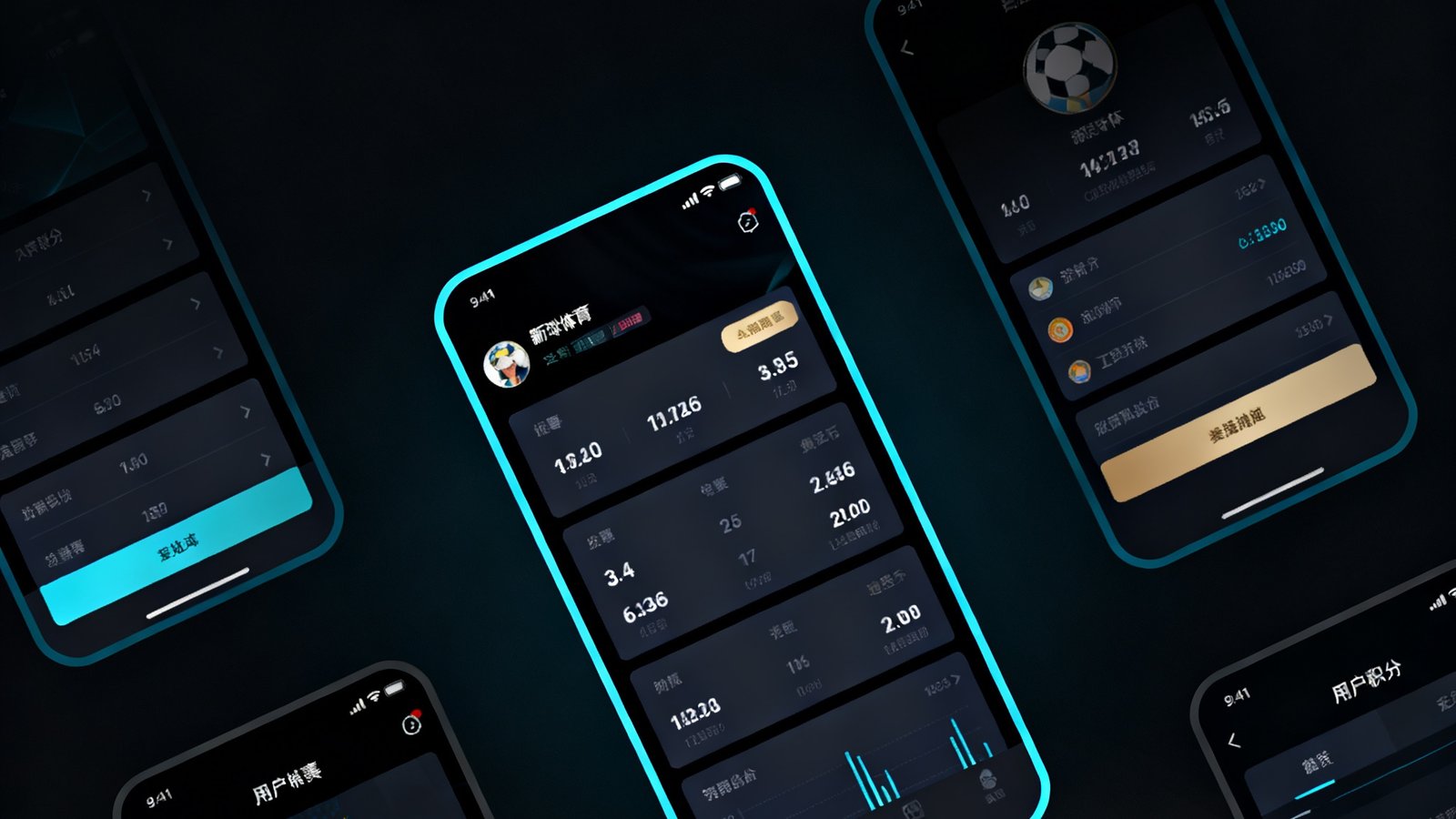 新球体育APP4.0版本发布，界面采用深色模式与极简数据卡片